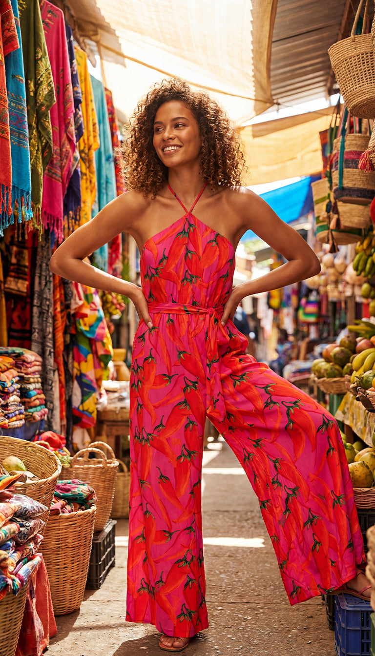 Farm Rio x Anthropologie Halter Jumpsuit