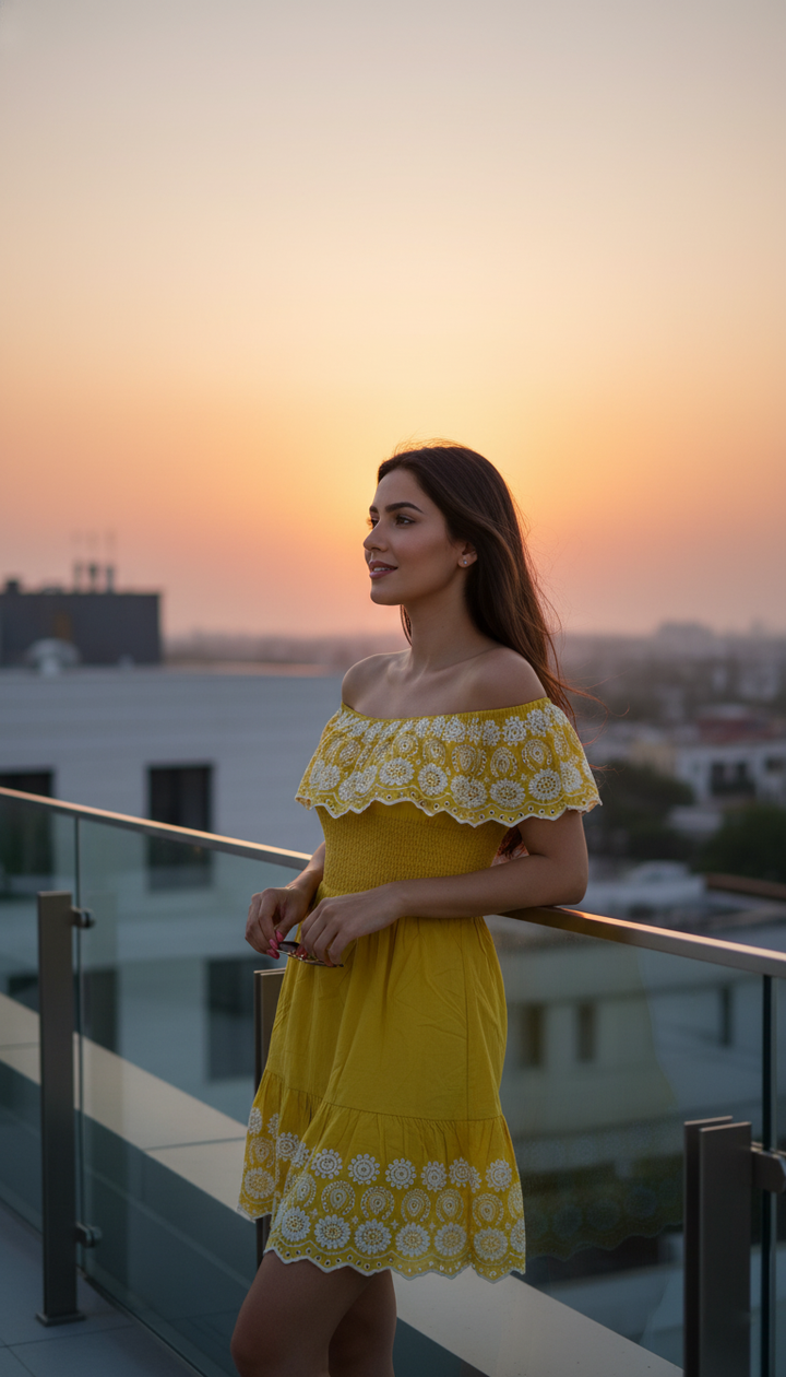 Adrianna Papell Women's Cotton Ruffled Dress