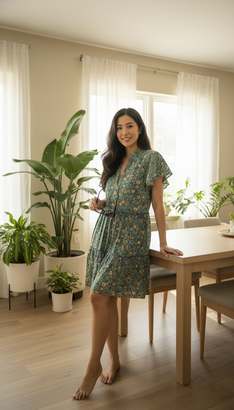 Anthropologie Penrose Tiered Tunic Dress Floral