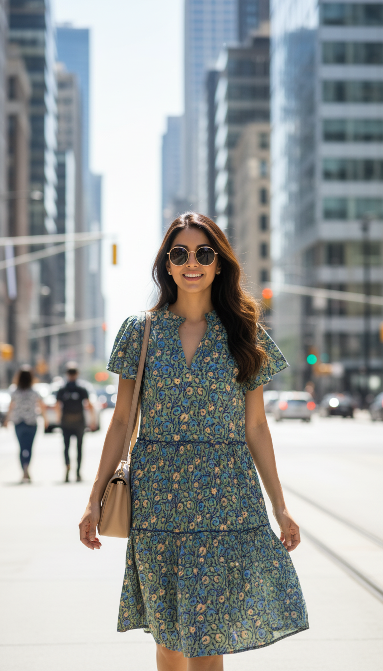 Anthropologie Penrose Tiered Tunic Dress Floral