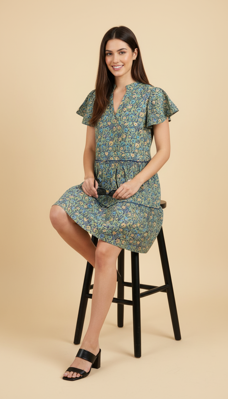 Anthropologie Penrose Tiered Tunic Dress Floral