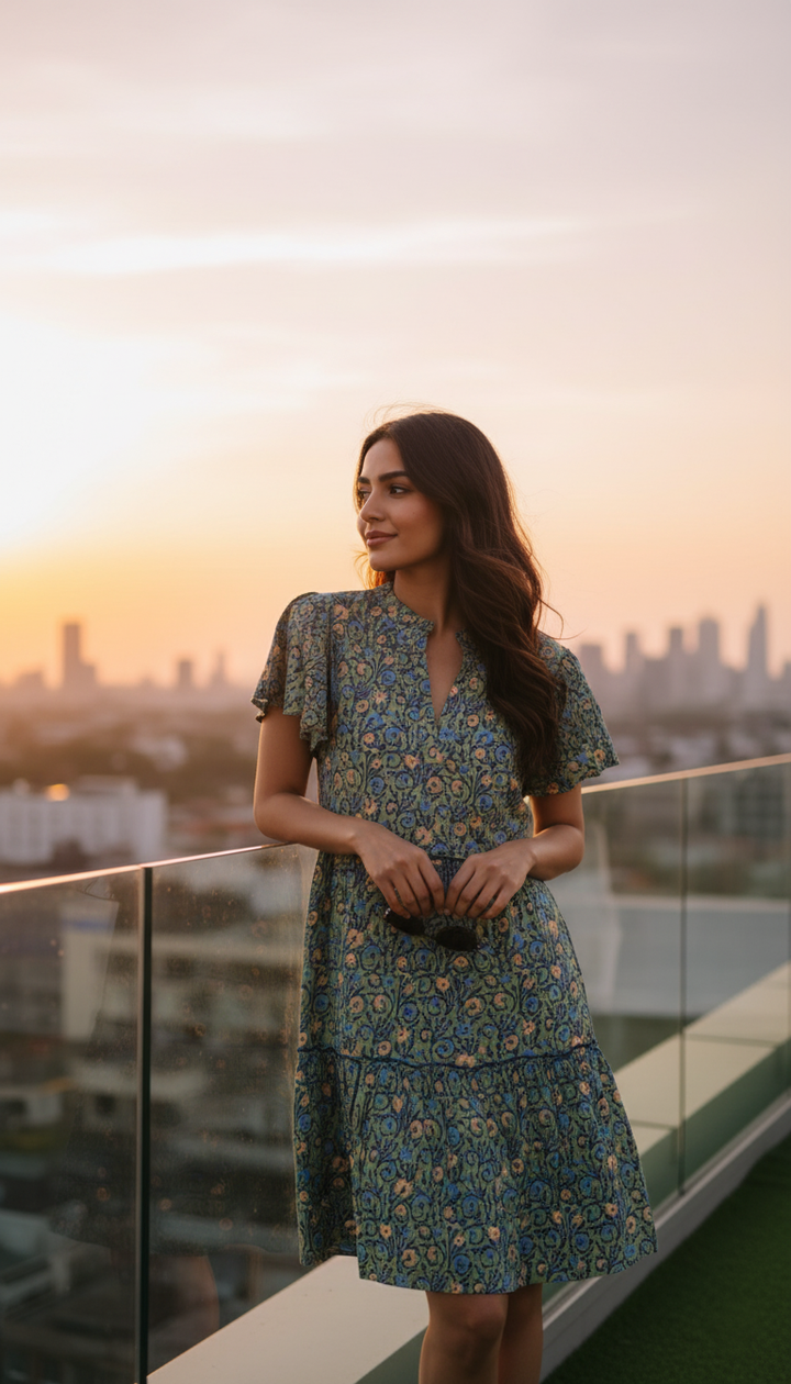 Anthropologie Penrose Tiered Tunic Dress Floral