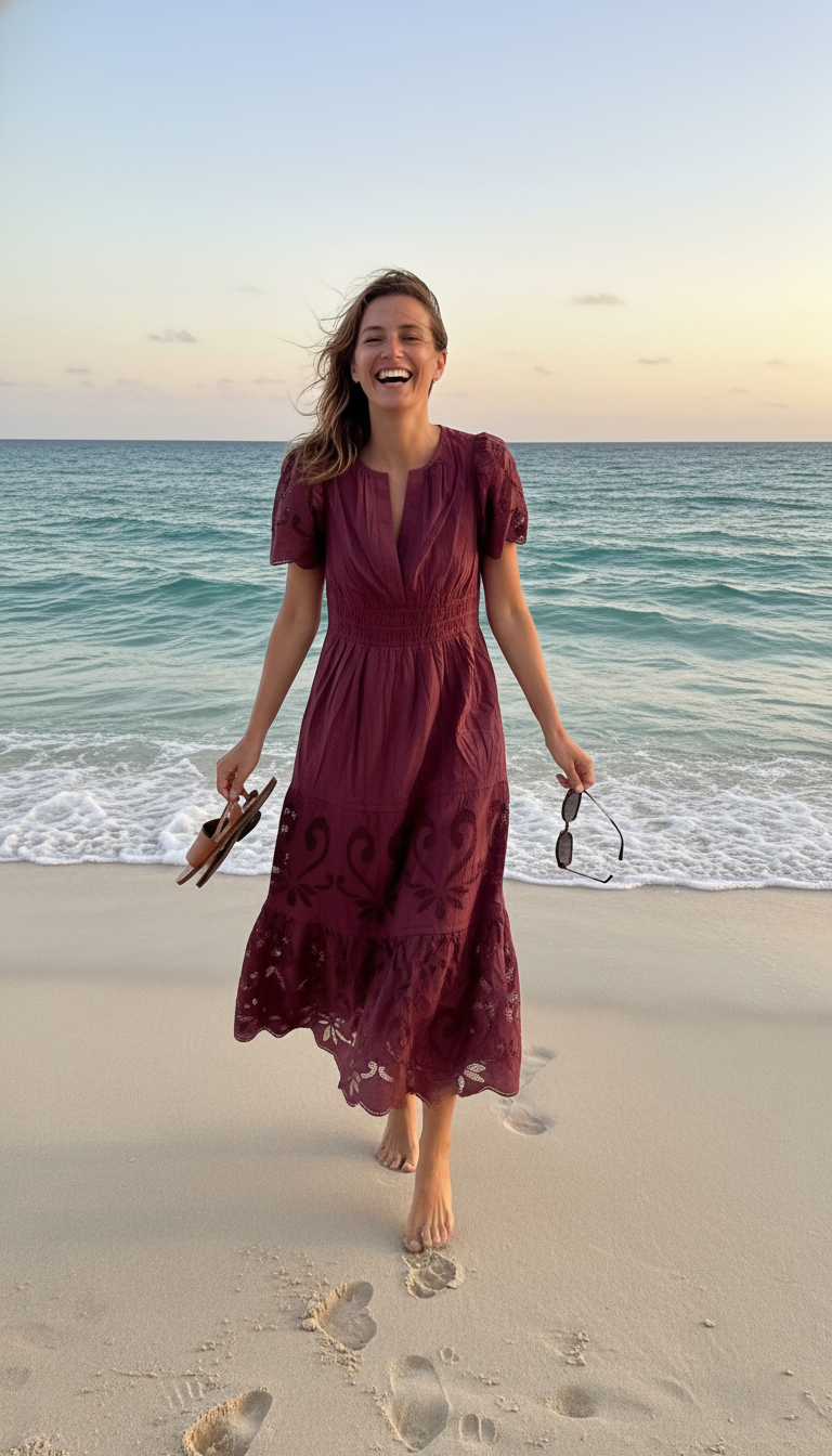 Anthropologie The Somerset Maxi Dress Cutout Edition Tiered Smocked Wine