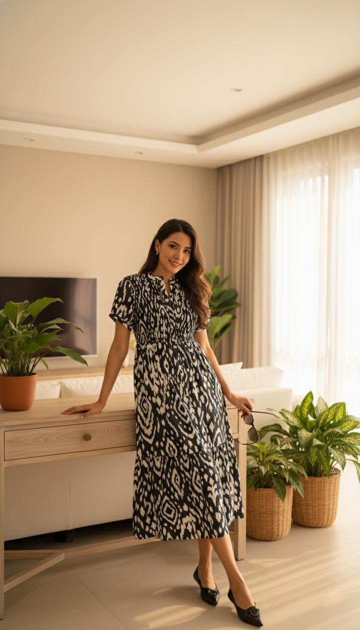Brakeburn Ikat Maxi Shirt Dress