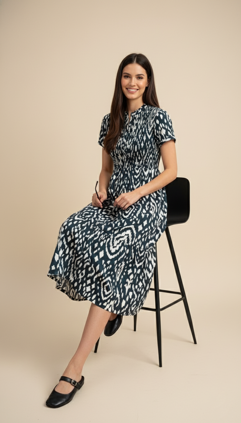 Brakeburn Ikat Maxi Shirt Dress