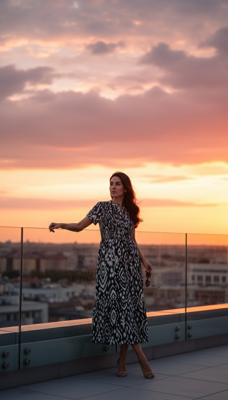 Brakeburn Ikat Maxi Shirt Dress