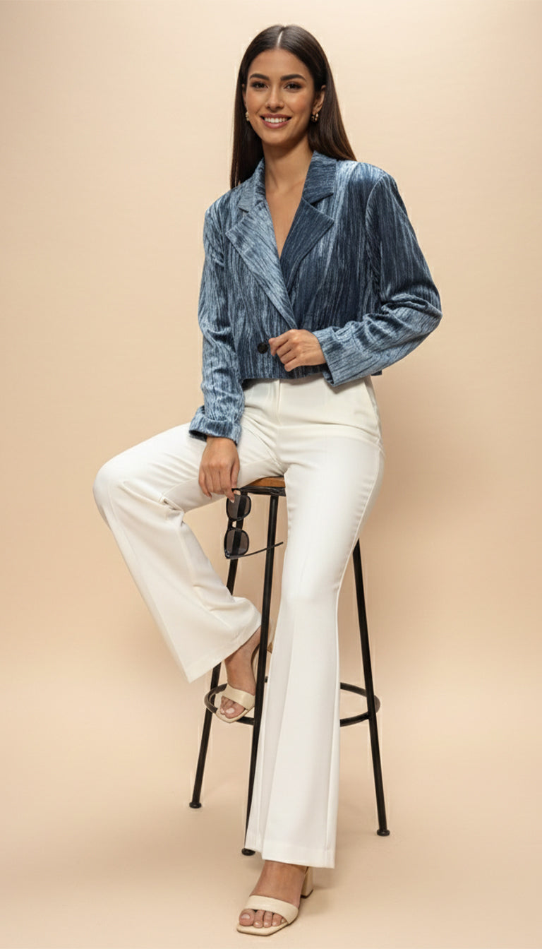COVER STORY Double-Breasted Blazer with Notched Lapel