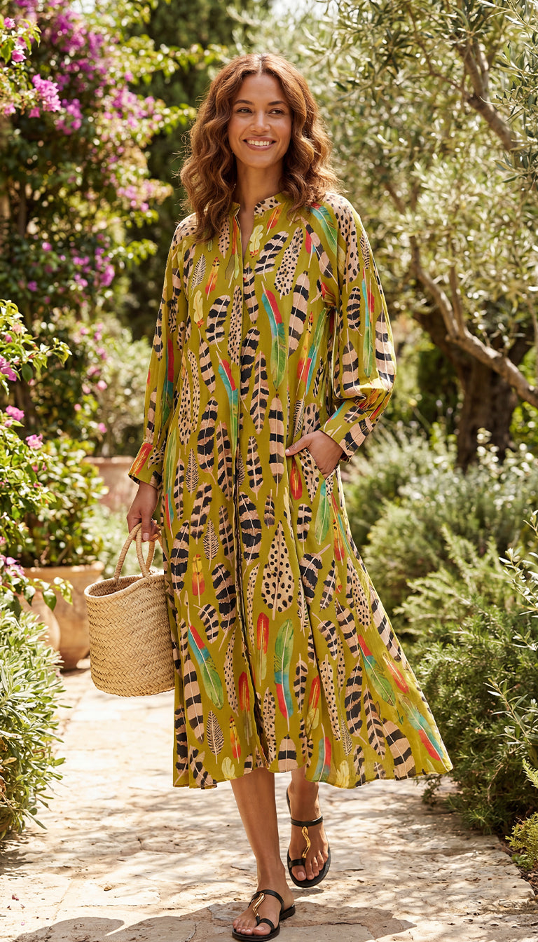 FARM RIO Printed crepe de chine midi dress