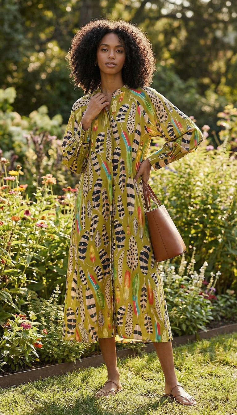 FARM RIO Printed crepe de chine midi dress