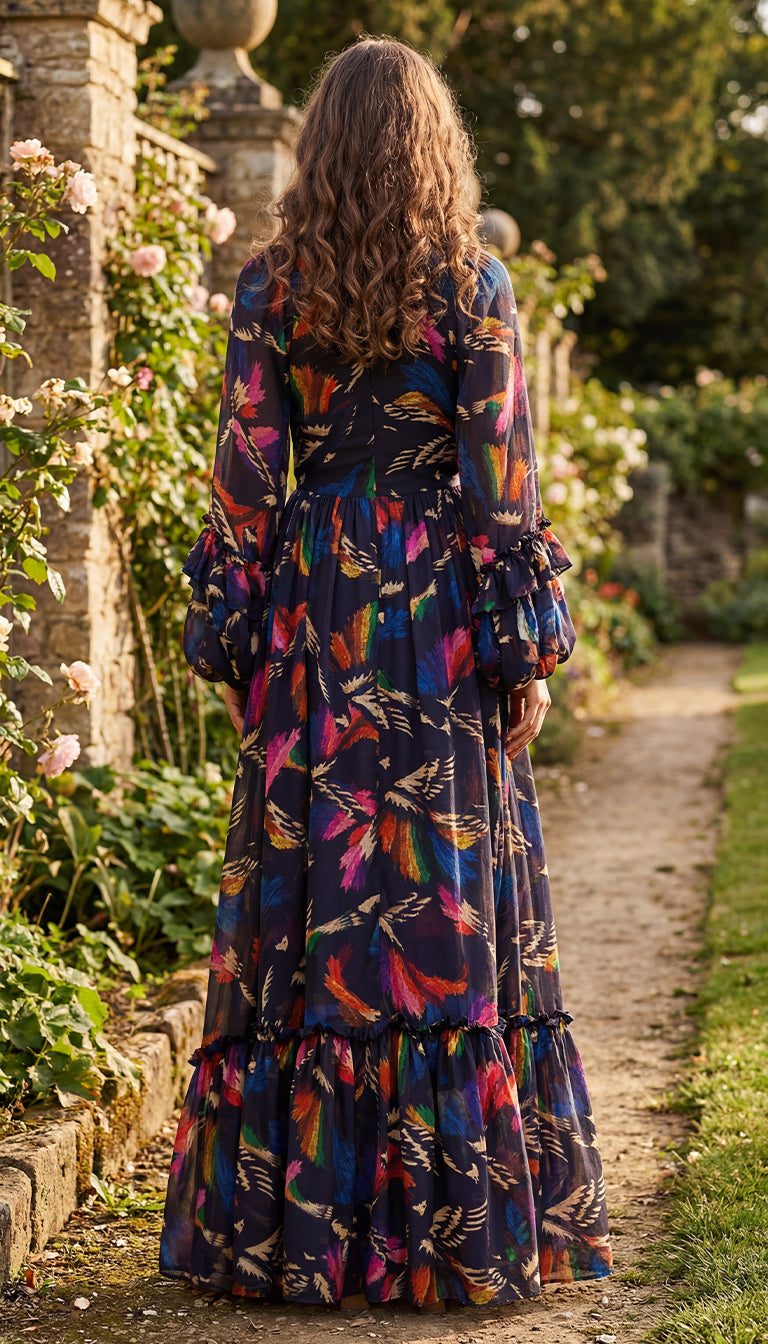 FARM RIO  Ruffle sleeves Maxi Dress