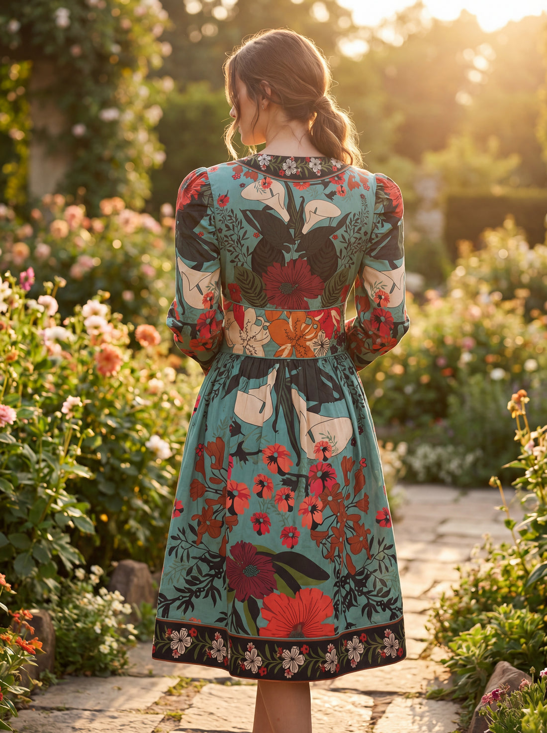 FARM Rio Women's Tropical Floral Mini Dress | V-Neck Long Sleeve Printed Fit & Flare Dress