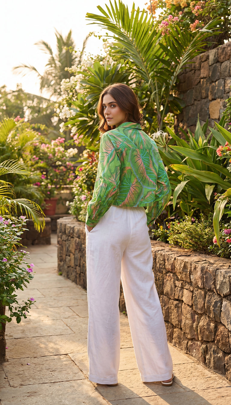 FARM Rio leaf print cropped shirt for women