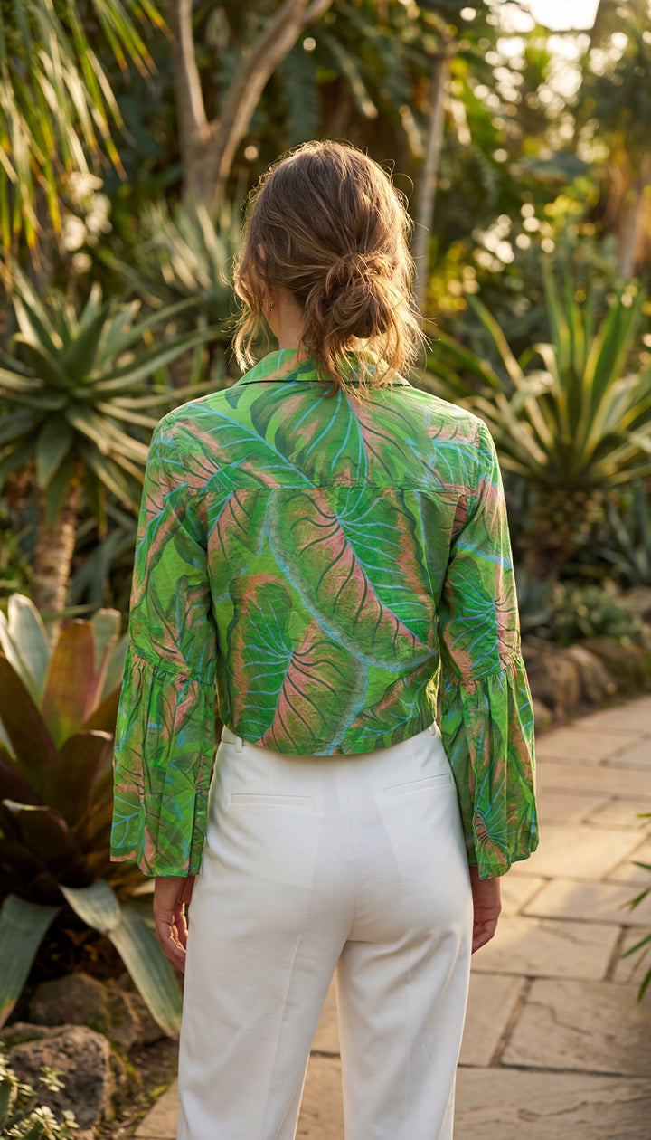 FARM Rio leaf print cropped shirt for women