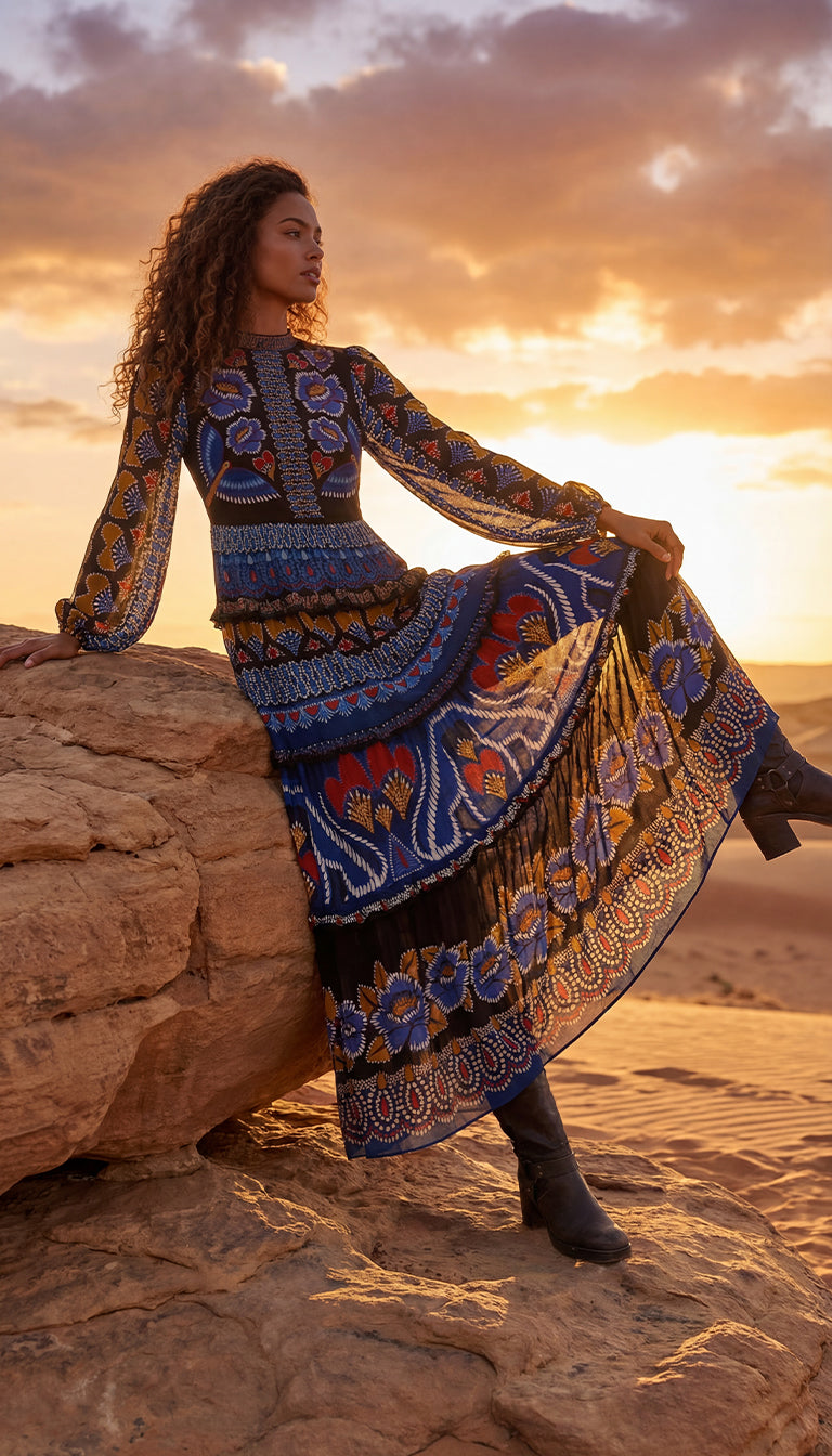 Farm Rio Ainika Sparkle Long-Sleeve Maxi Dress – Augusthouseofbrands