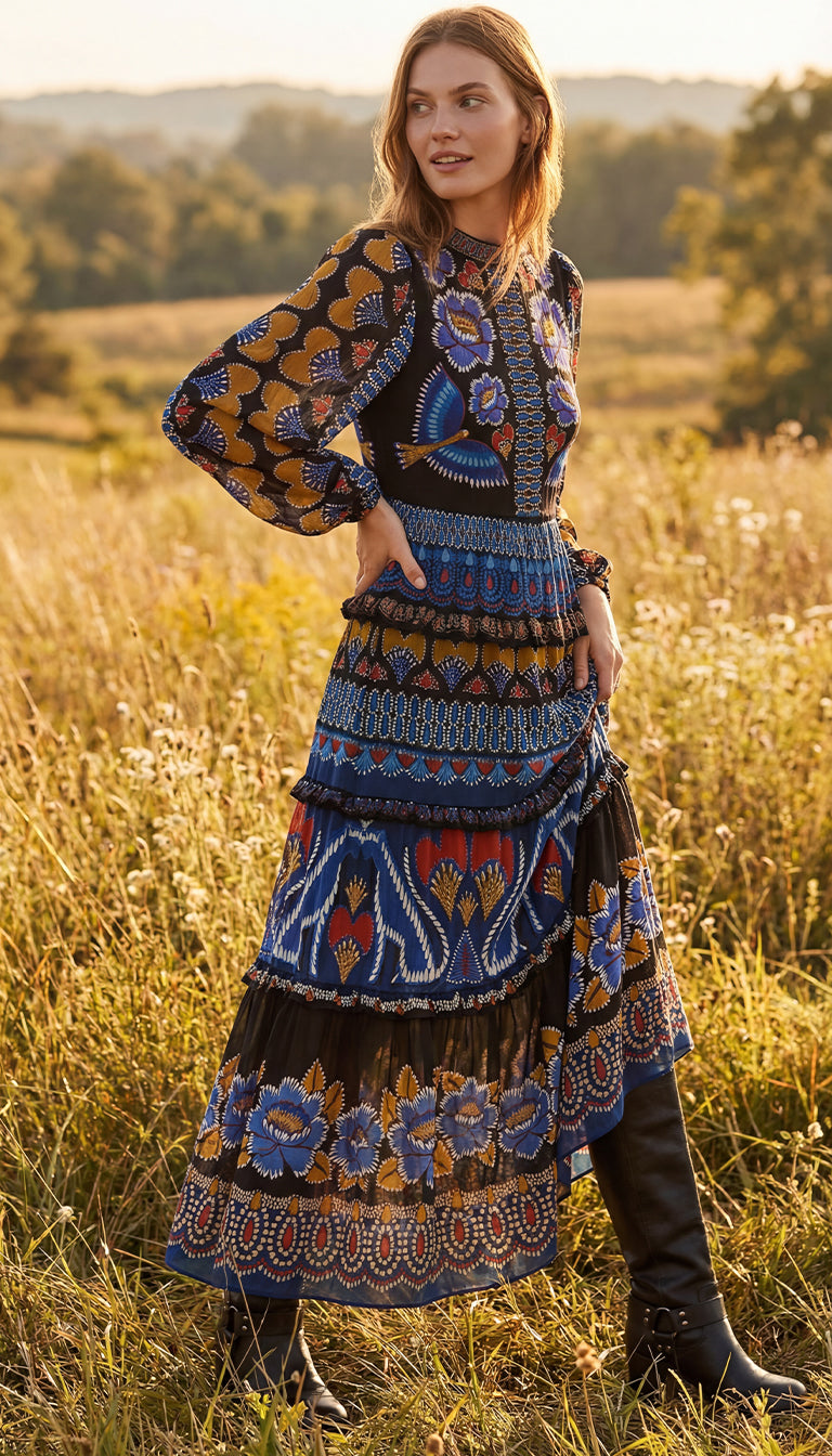 Farm Rio Ainika Sparkle Long-Sleeve Maxi Dress – Augusthouseofbrands
