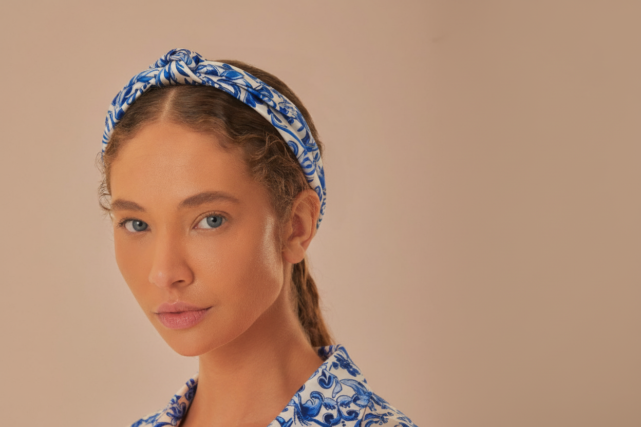 Farm Rio Blue porcelain-inspired silk scarf