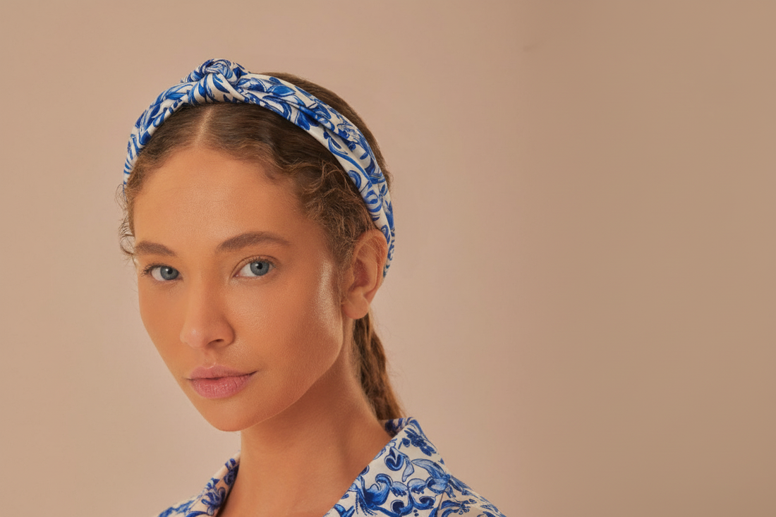 Farm Rio Blue porcelain-inspired silk scarf