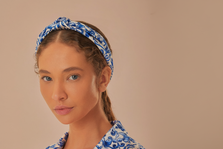 Farm Rio Blue porcelain-inspired silk scarf