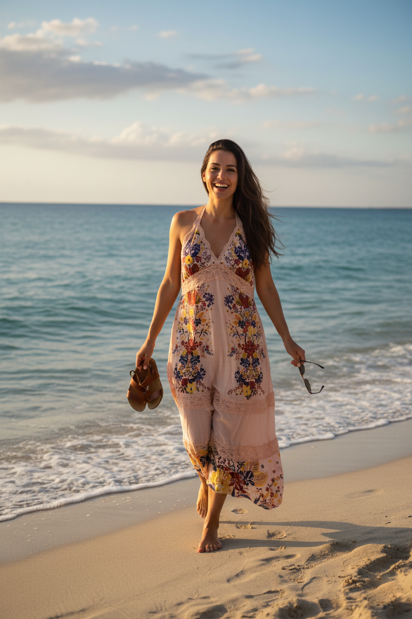 Farm Rio Beauty Bouquet Floral Print A-Line Dress