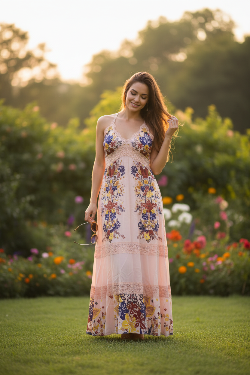 Farm Rio Beauty Bouquet Floral Print A-Line Dress