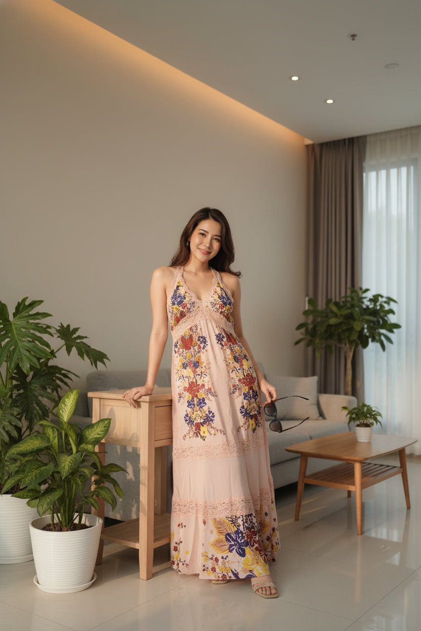 Farm Rio Beauty Bouquet Floral Print A-Line Dress
