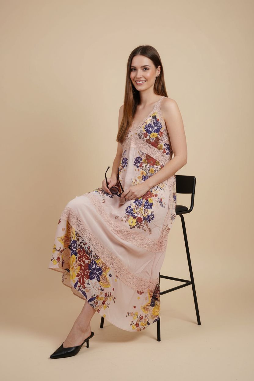 Farm Rio Beauty Bouquet Floral Print A-Line Dress