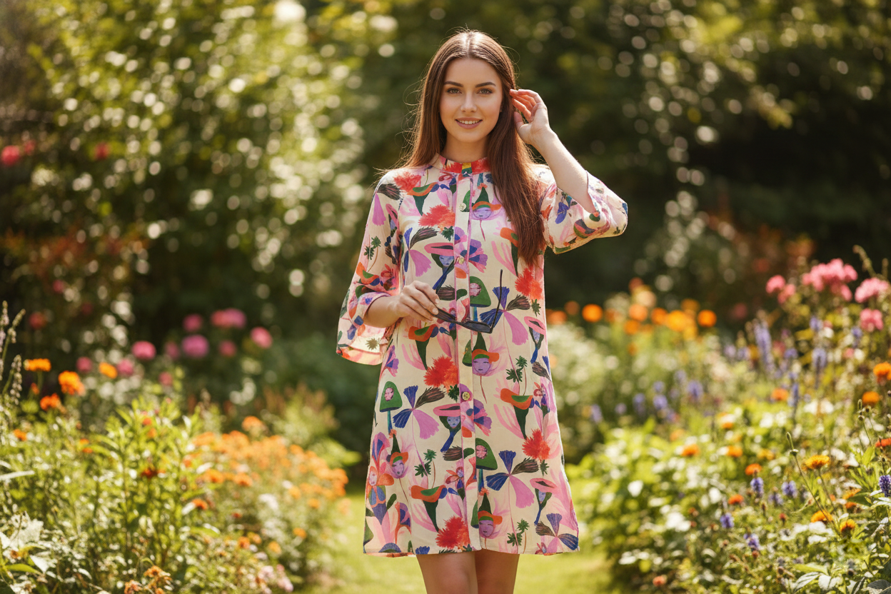 Farm Rio Floral Print Mini Dress Tunic