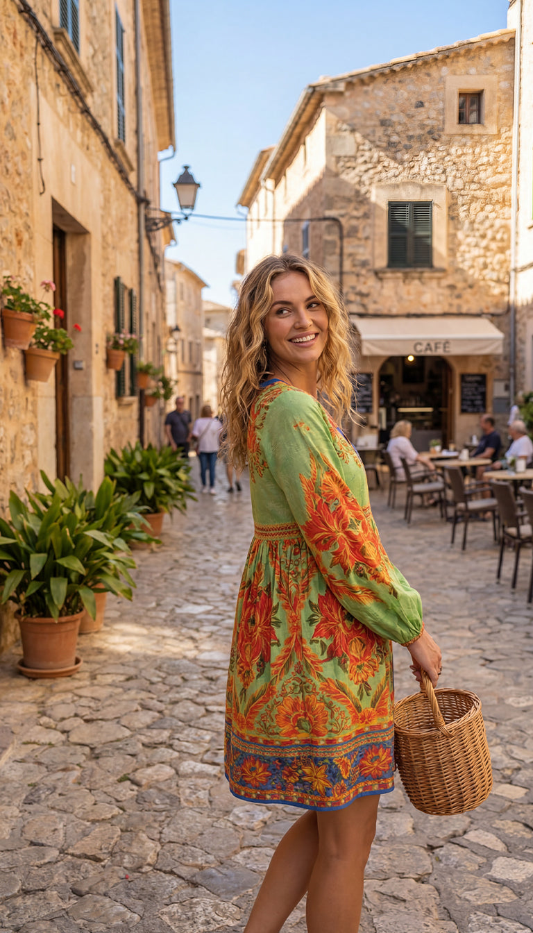 Farm Rio Green Floral Mini Dress