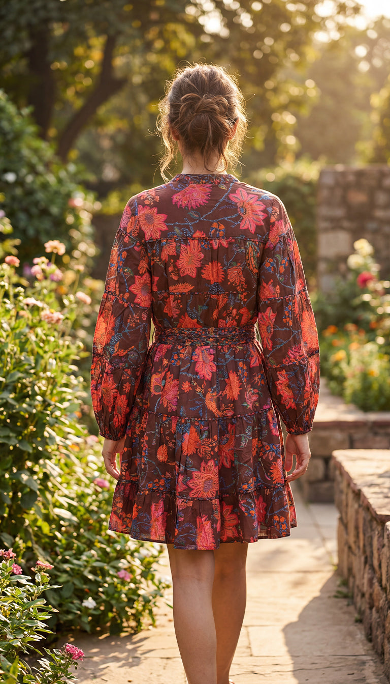 Farm Rio Mini-Front Dress Burgandy