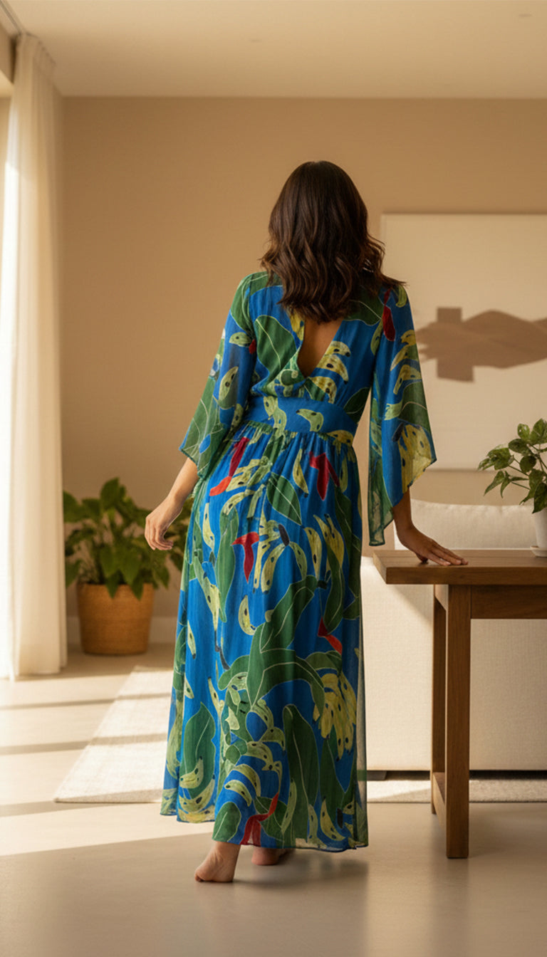 Farm Rio Printed Georgette Midi Dress