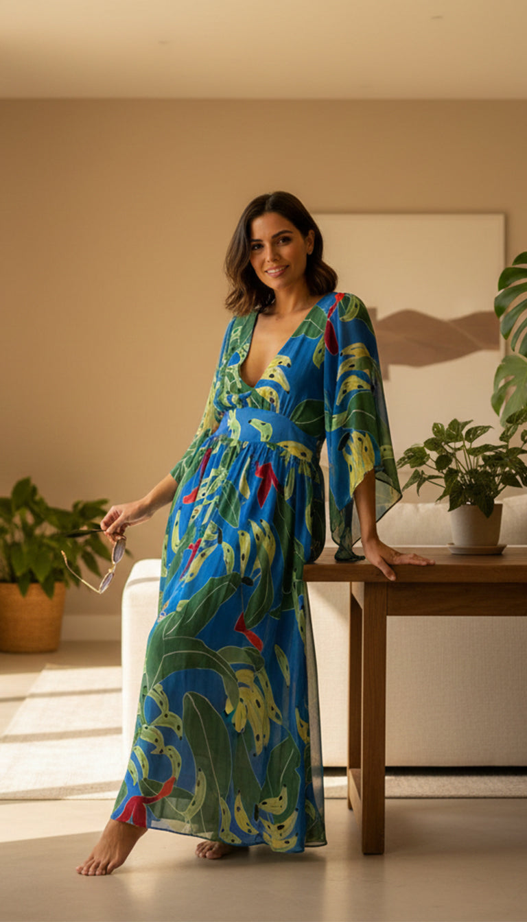 Farm Rio Printed Georgette Midi Dress