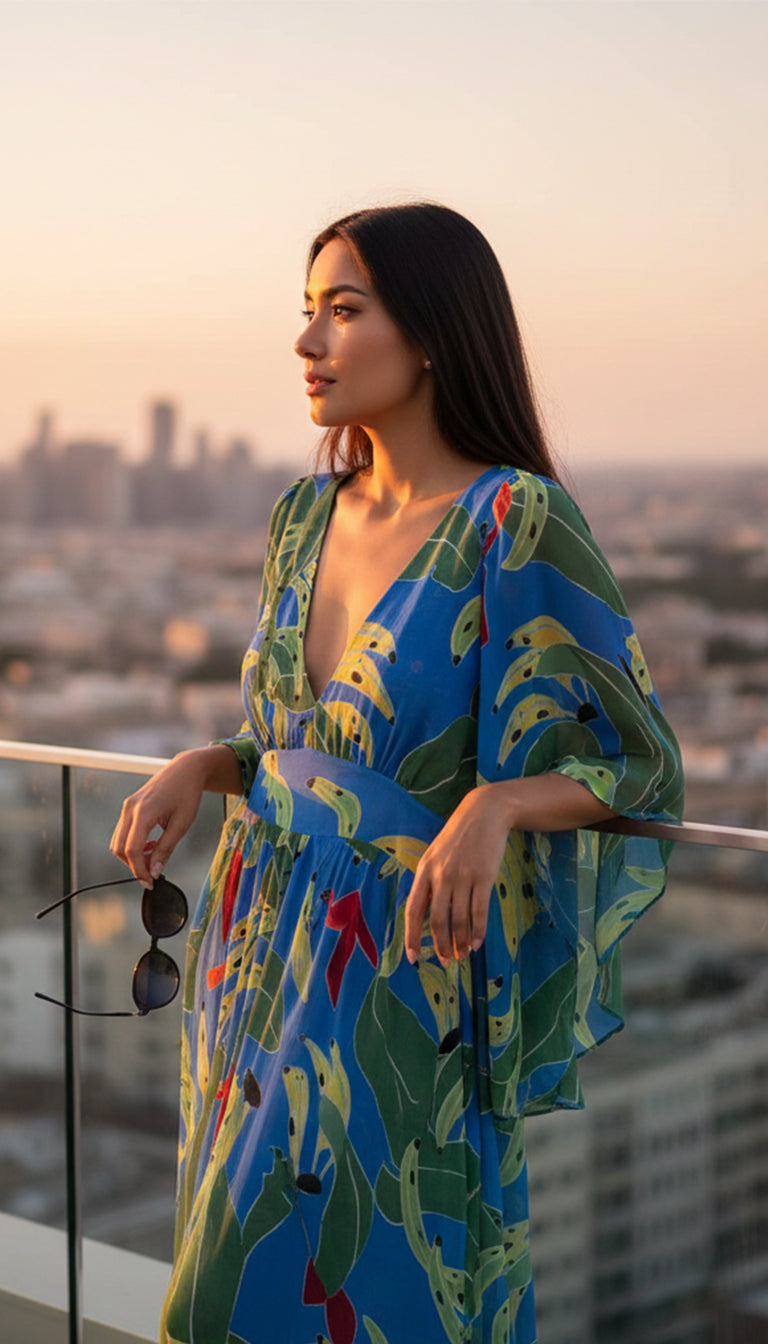 Farm Rio Printed Georgette Midi Dress