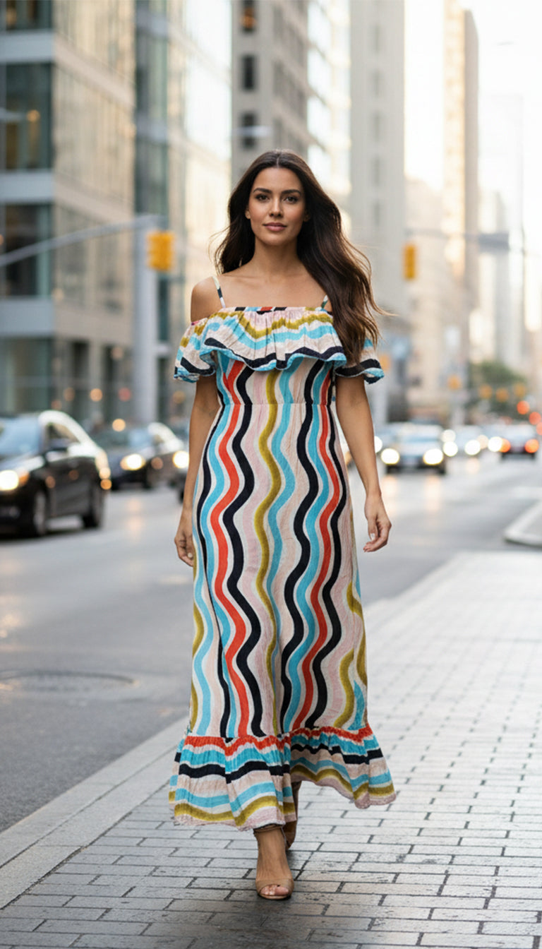 Farm Rio Sleeveless Ruffle Maxi Dress