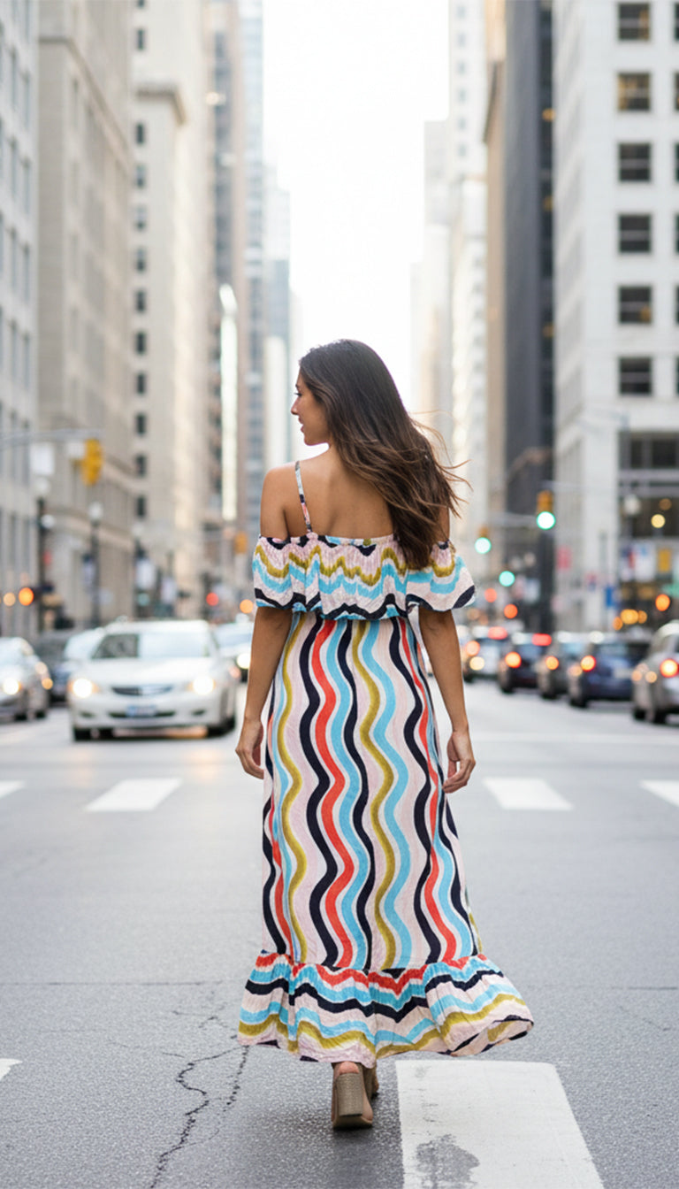 Farm Rio Sleeveless Ruffle Maxi Dress