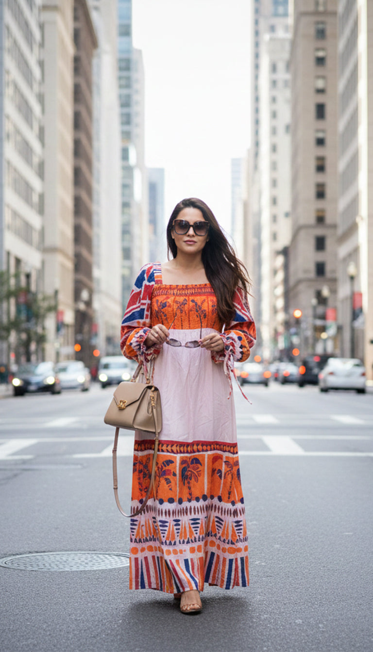 Farm Rio Sunset Oasis Boho Maxi Dress