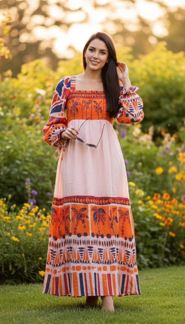 Farm Rio Sunset Oasis Boho Maxi Dress