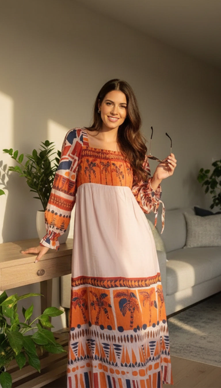Farm Rio Sunset Oasis Boho Maxi Dress