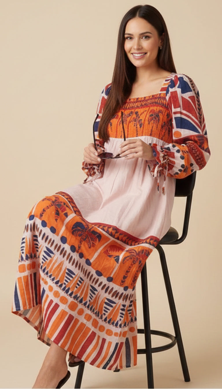Farm Rio Sunset Oasis Boho Maxi Dress