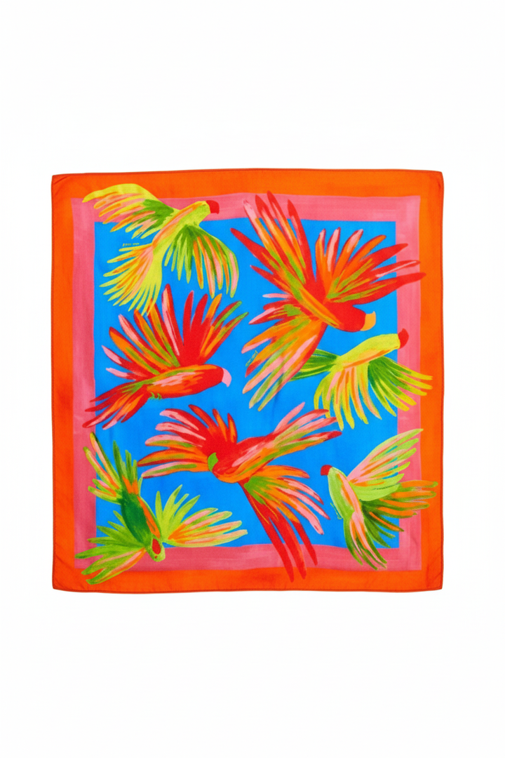 Farm Rio Tropical Breeze Parrot Silk Scarf