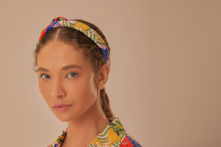 Farm Rio Multicolor surreal floral hands print scarf