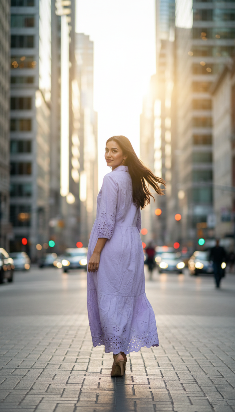 MAEVE The Bettina Tiered Shirt Dress By : Eyelet Edition In Purple