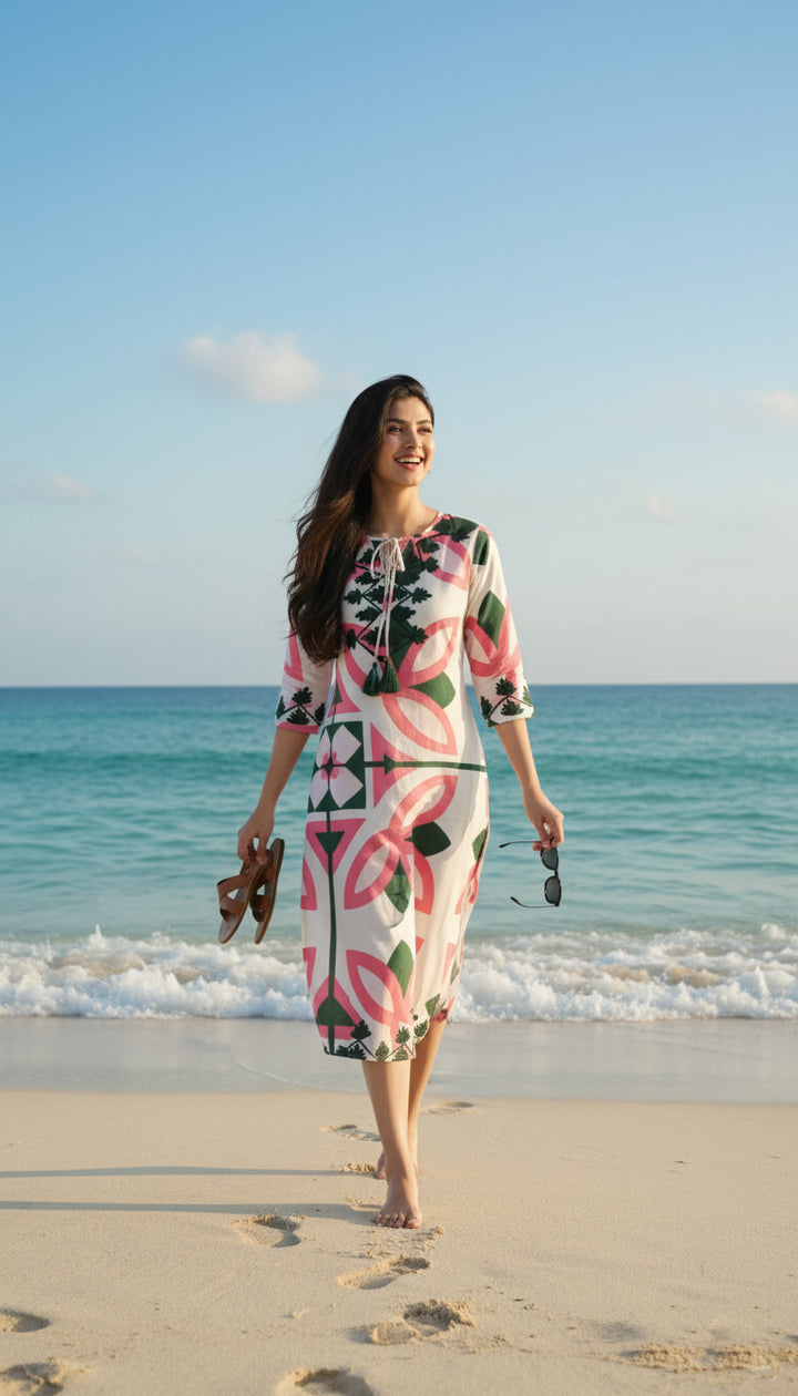 Modaposa Elina Maxi Dress Moroccan Picturesque Pink Green