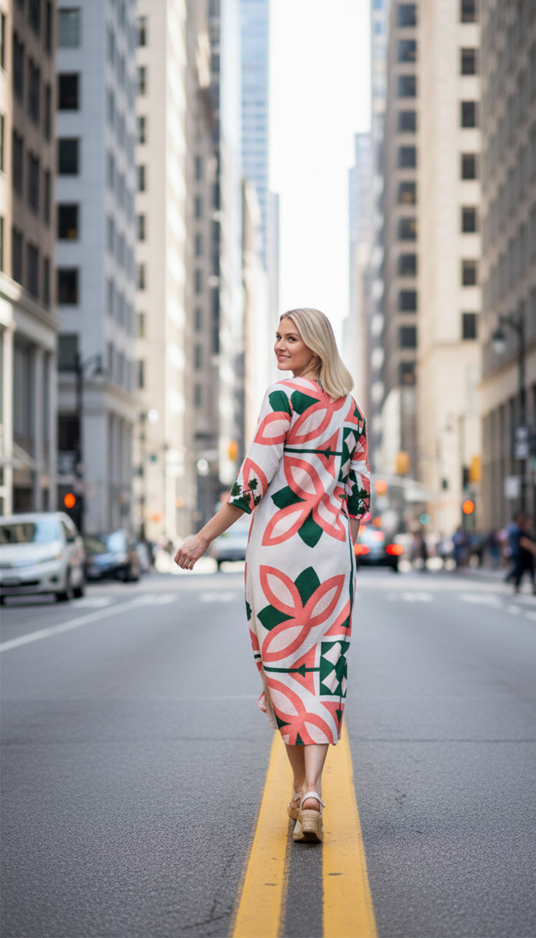 Modaposa Elina Maxi Dress Moroccan Picturesque Pink Green