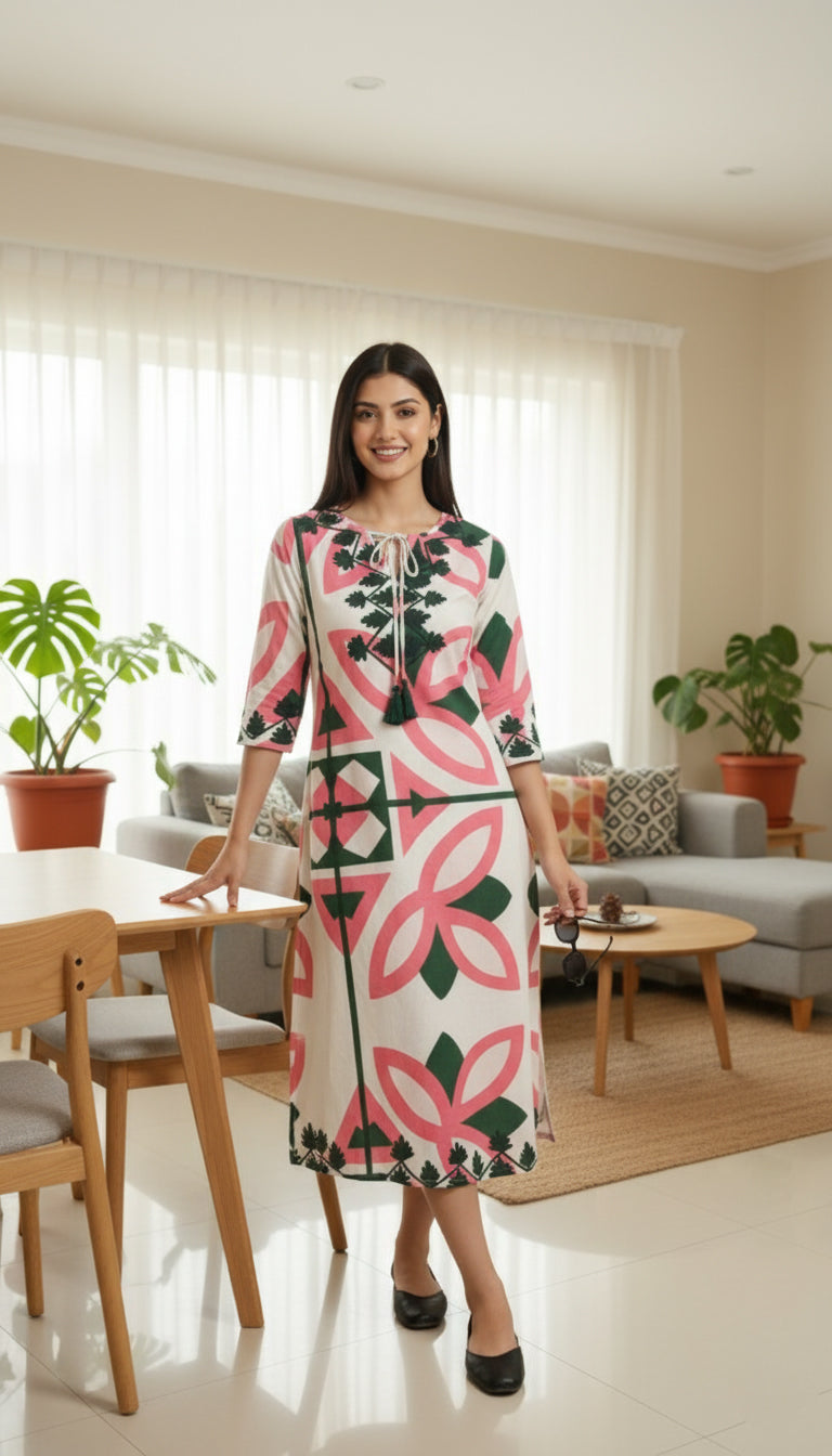 Modaposa Elina Maxi Dress Moroccan Picturesque Pink Green