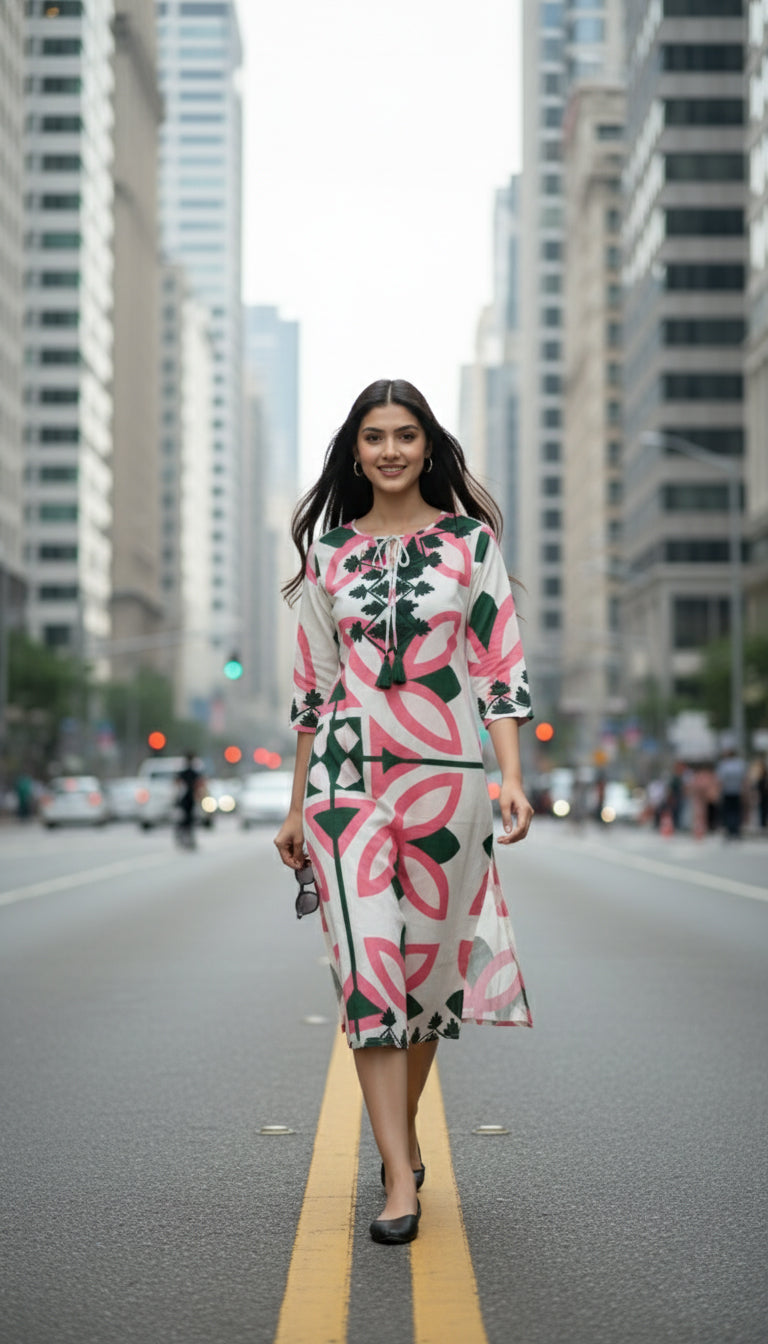 Modaposa Elina Maxi Dress Moroccan Picturesque Pink Green