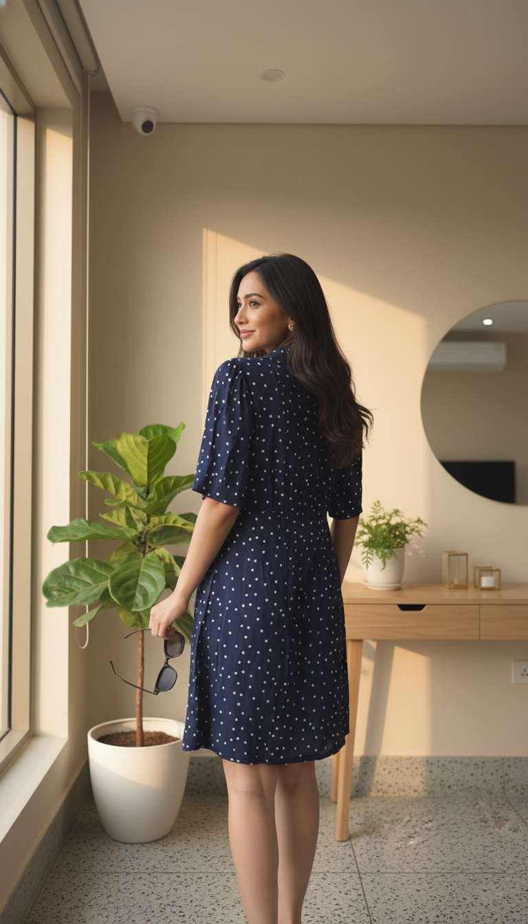 Monsoon Shiloh Spot Dress Blue