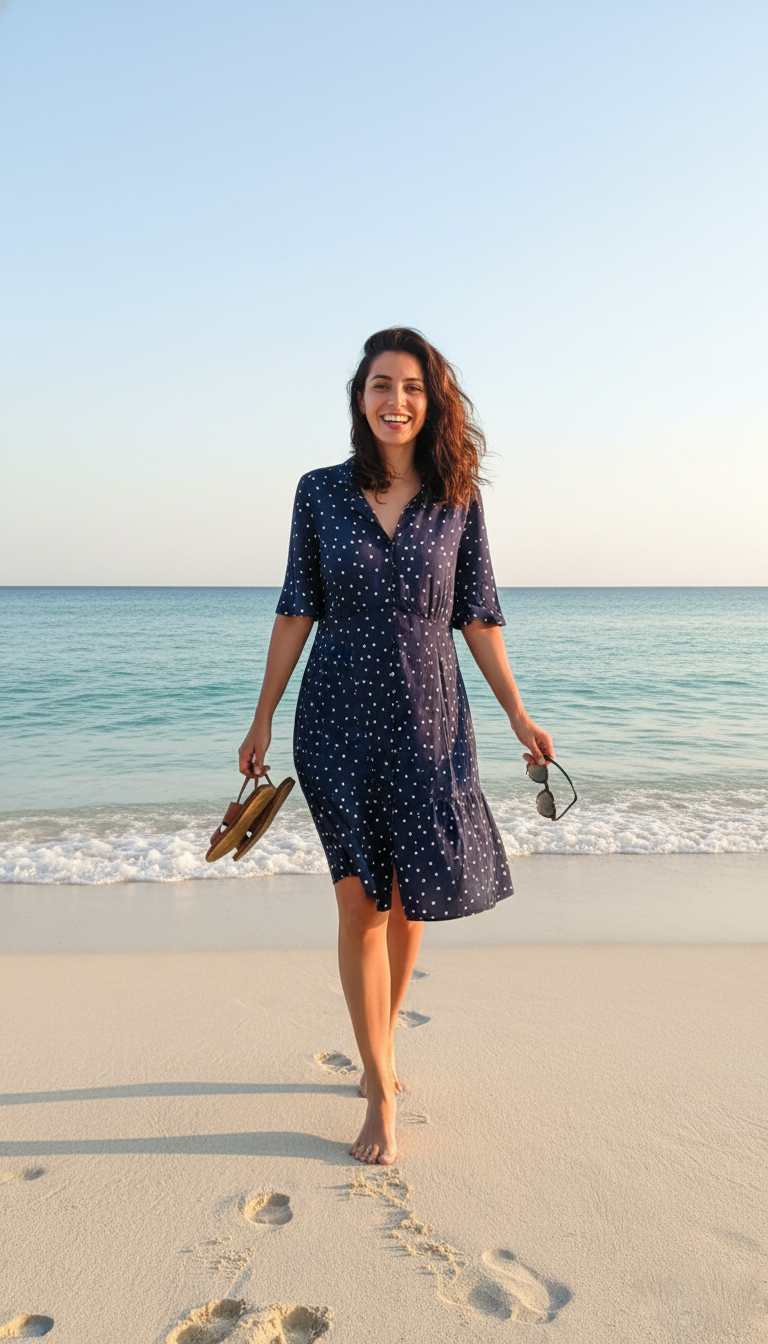 Monsoon Shiloh Spot Dress Blue