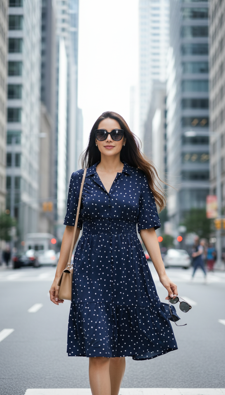 Monsoon Shiloh Spot Dress Blue