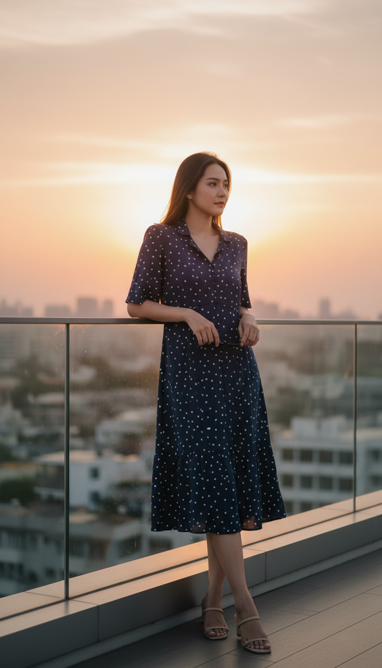 Monsoon Shiloh Spot Dress Blue