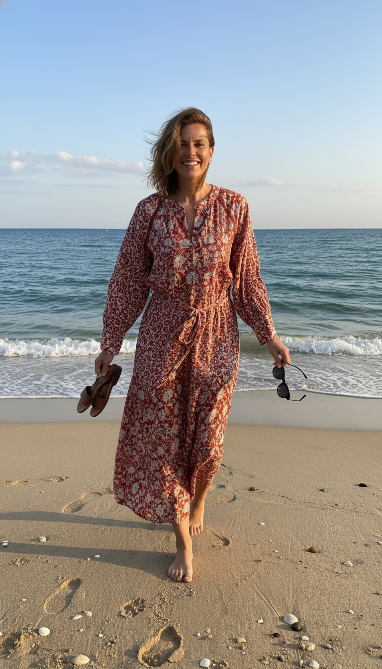 Next Red/White Floral Long Sleeve 100% Cotton Maxi Shirt Dress